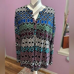 Dana Buchman Vibrant Patterned Blouse